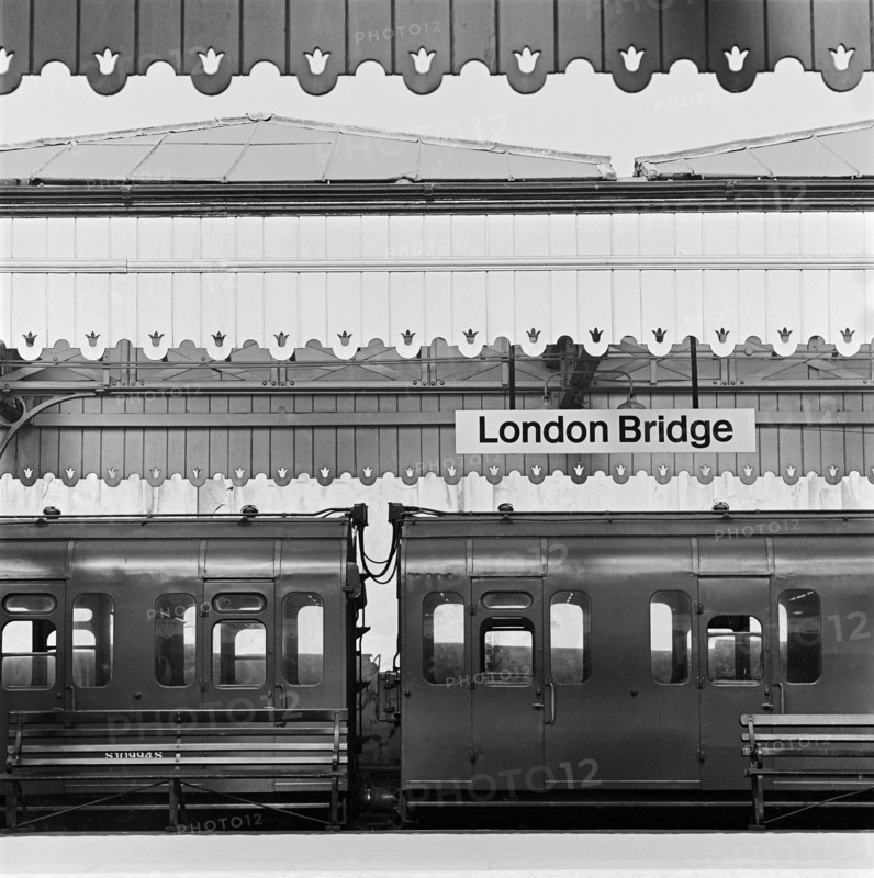 Train carriages at London Bridge Station, London, 1960-1972