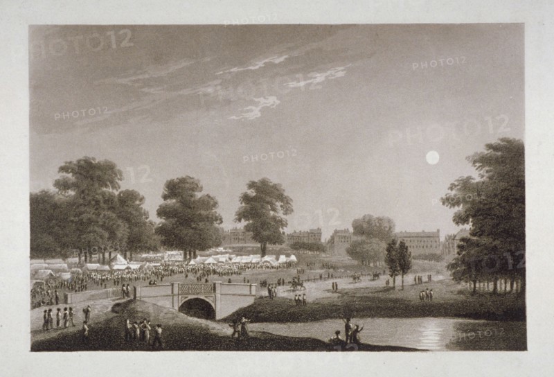 View of the Serpentine and Hyde Park, London, 1814. Artist: Matthew Dubourg