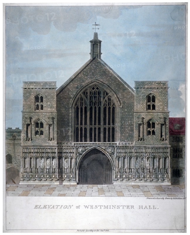 Elevation of Westminster Hall, London, 1808. Artist: Anon