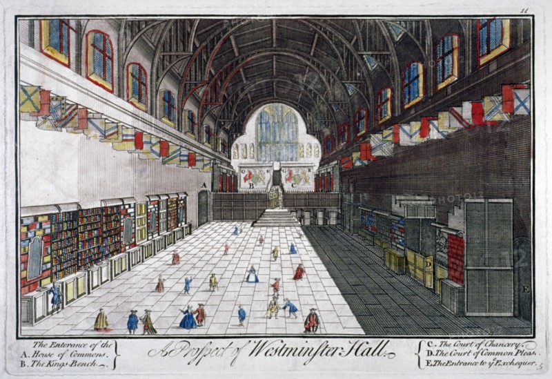 Interior view of Westminster Hall, London, c1750. Artist: Anon