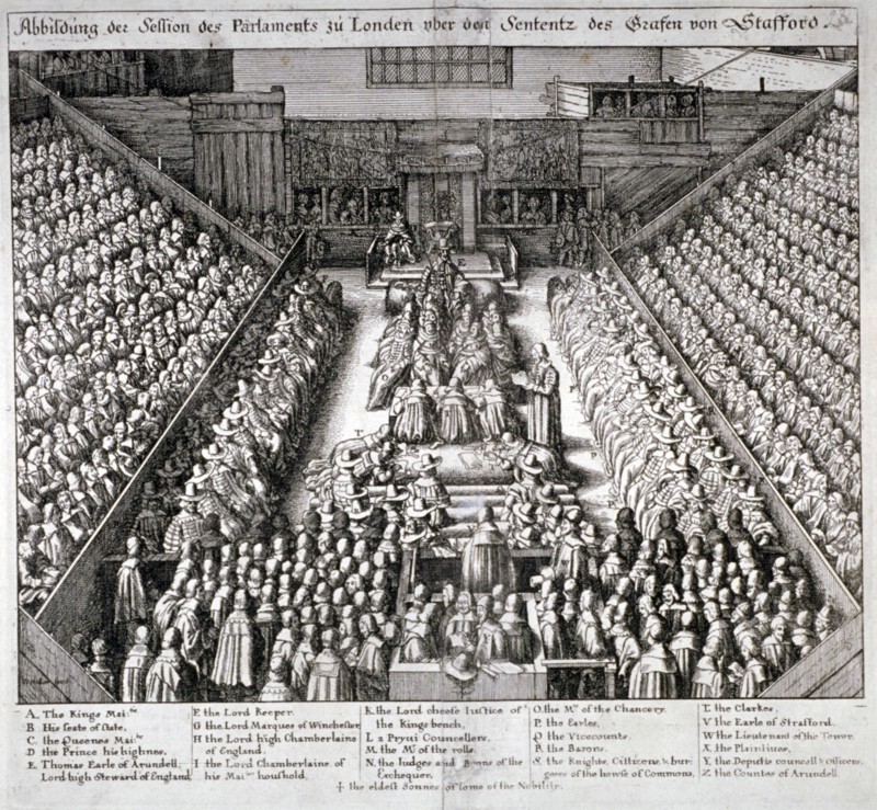 The Trial of Thomas Wentworth, Earl of Strafford, Westminster Hall, London, 1641. Artist: Wenceslaus Hollar