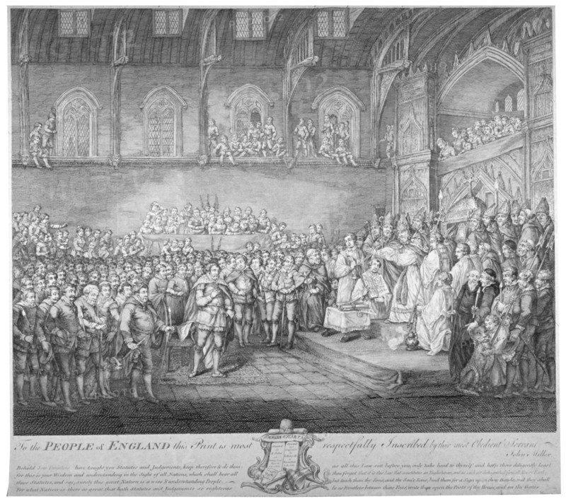 Henry III renewing and confirming the Magna Carta, Westminster Hall, London, 13th century (c1800). Artist: John Miller