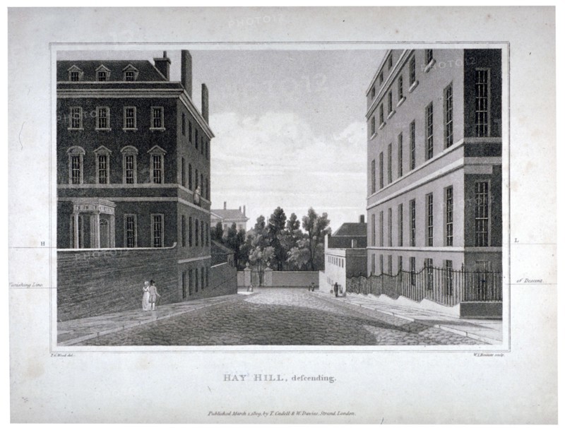 Hay Hill, Westminster, London, 1809. Artist: William James Bennett