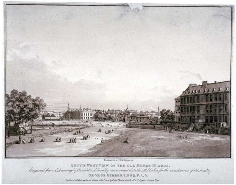 South-west view of Horse Guards, Westminster, London, 1809. Artist: William Fellows