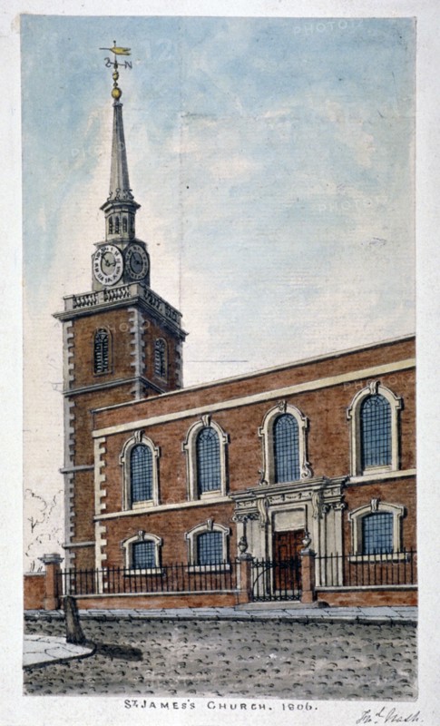 View of St James's Church, Piccadilly from Jermyn Street, London, 1806. Artist: Frederick Nash