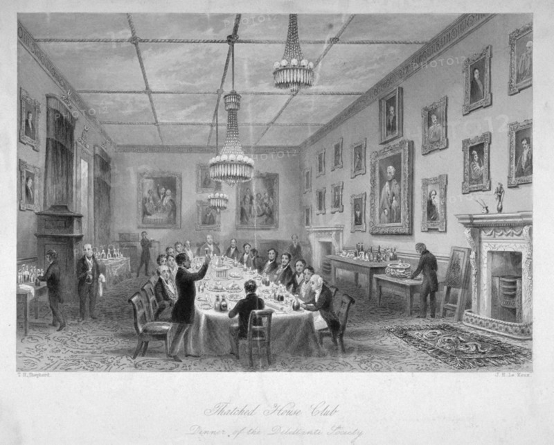 Interior of the Thatched House Tavern, St James's Street, London, c1840. Artist: John Le Keux