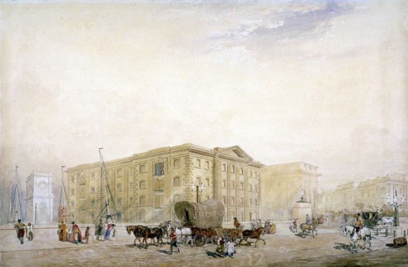 View of the southern end on the new London Bridge and Fenning's Wharf, London, c1835. Artist: Anon