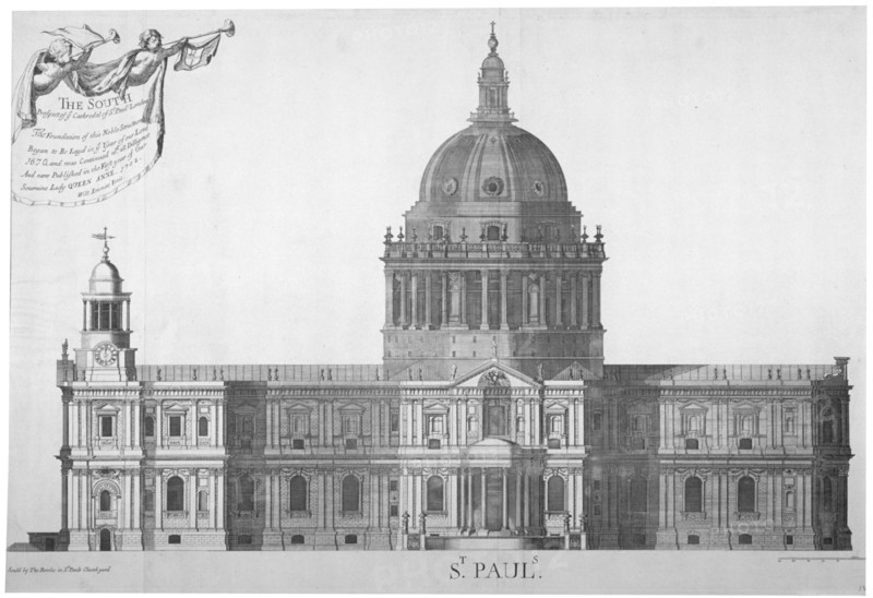 South elevation of St Paul's Cathedral, City of London, 1702. Artist: William Emmett