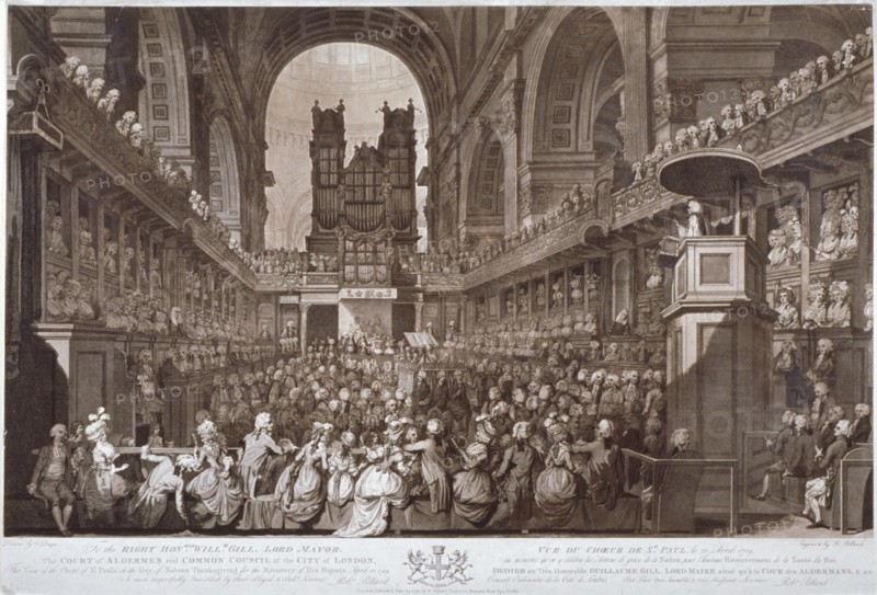 Service of thanksgiving in St Paul's Cathedral, City of London, 1789 (1790). Artist: Robert Pollard