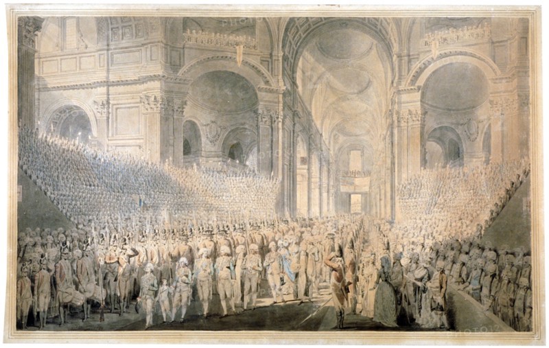 Service of thanksgiving in St Paul's Cathedral, City of London, 1789. Artist: Anon