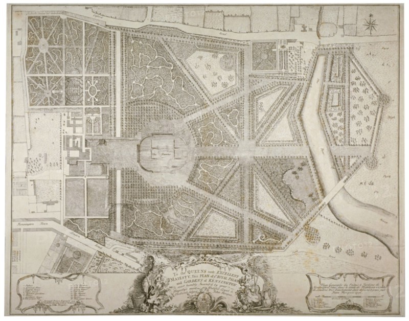 Plan of Kensington Palace and gardens, London, 1736. Artist: John Rocque