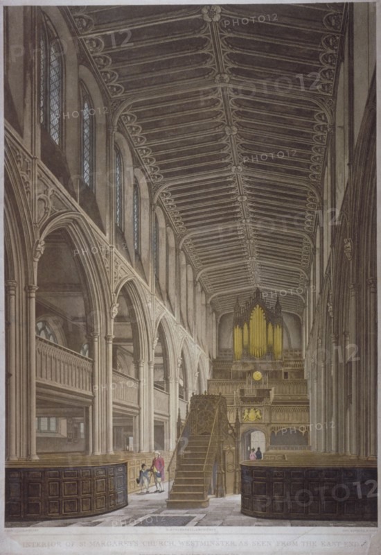 Interior of St Margaret's Church, Westminster, London, 1804. Artist: George Hawkins