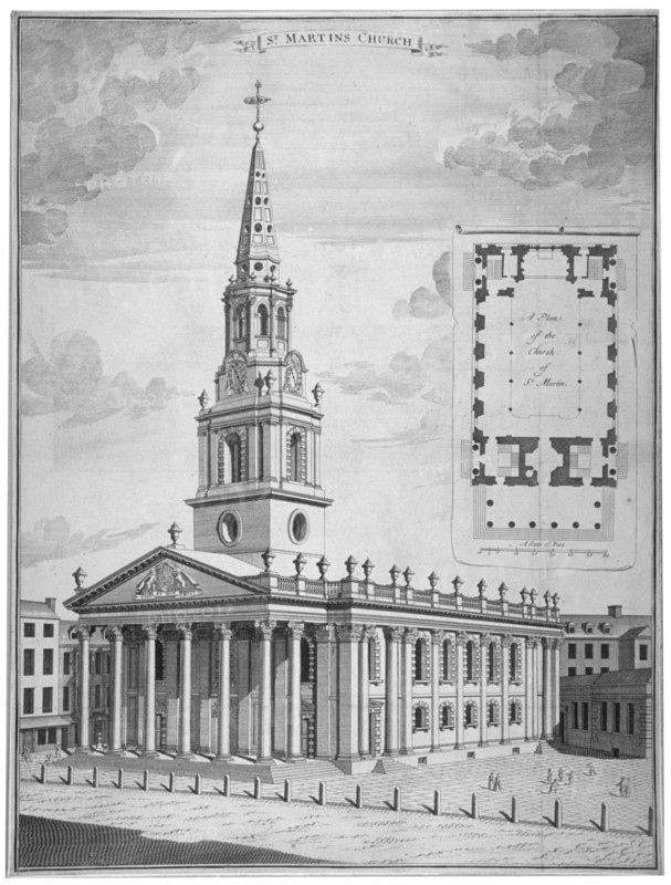 Church of St Martin-in-the-Fields, Westminster, London, c1730. Artist: Anon