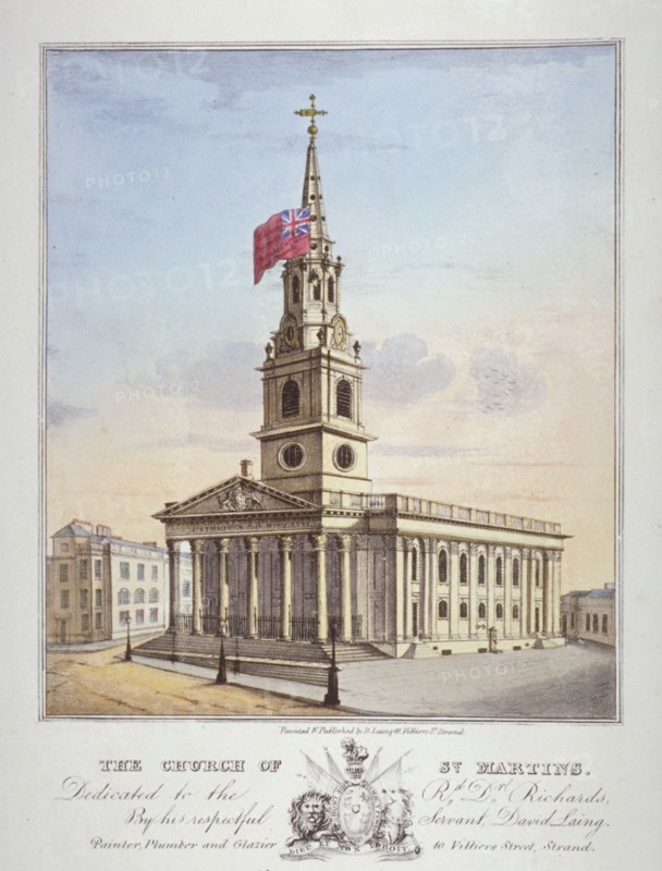 Church of St Martin-in-the-Fields, Westminster, London, c1825. Artist: Anon