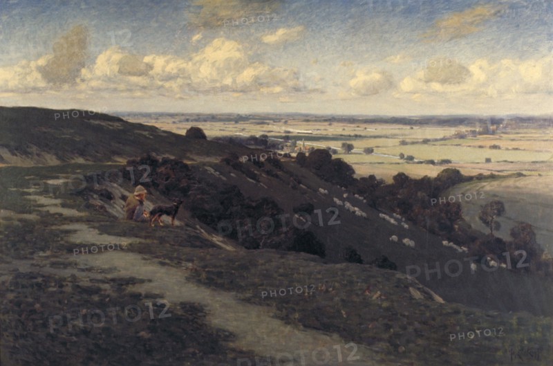 'Bury Hill and Village with a View of the North Downs', c1879-1919. Artist: Jose Weiss