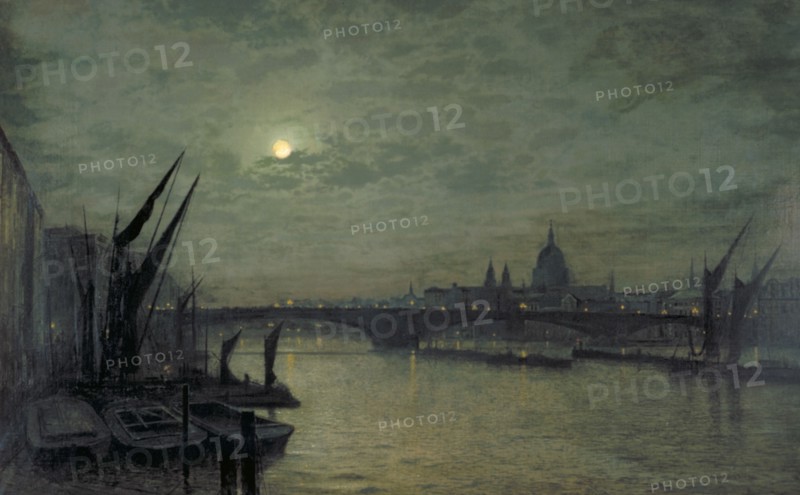'The Thames by moonlight with Southwark Bridge', 1884. Artist: John Atkinson Grimshaw
