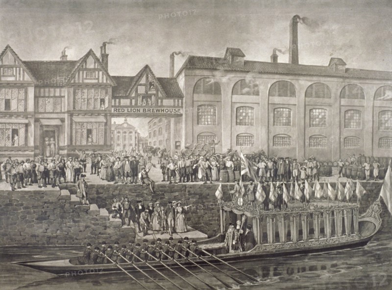 The Lord Mayor departing for Westminster, St Katherine's Way, London, 1703 (c1850(?)). Artist: Anon