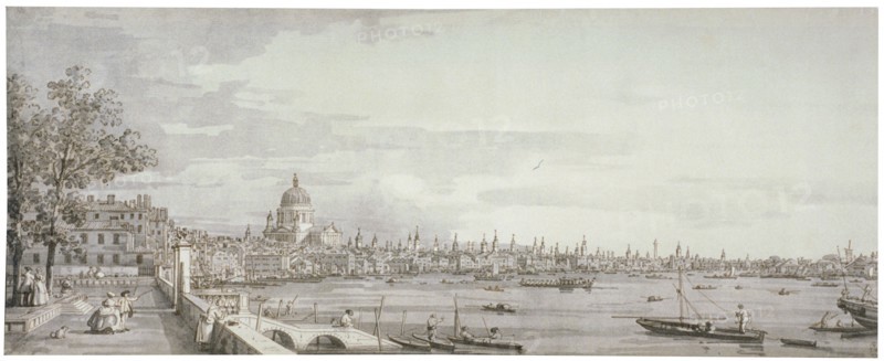 View of the River Thames, London, c1750. Artist: Canaletto