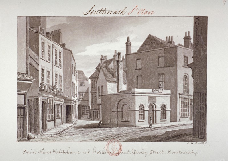 'Saint Olave's Watchhouse and Hopkin's Court near Tooley Street, Southwark', London, 1827. Artist: John Chessell Buckler