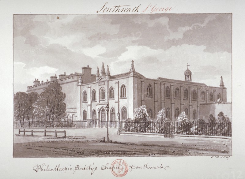 Chapel belonging to the Philanthropic Society Institution, London Road, Southwark, London, 1827. Artist: John Chessell Buckler