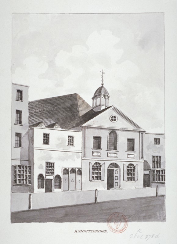 South-west view of Knightsbridge Chapel, London, c1796. Artist: Anon