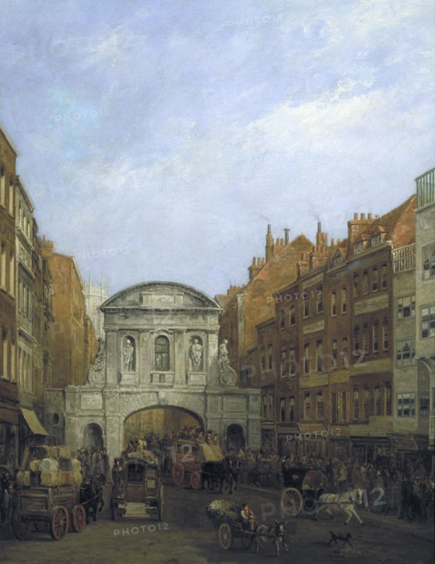 'Temple Bar from the Strand', London, 1873. Artist: William Henry Haines