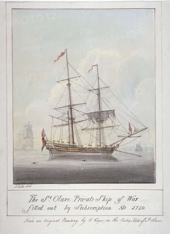 Warship the 'St Olave', 1826. Artist: G Yates
