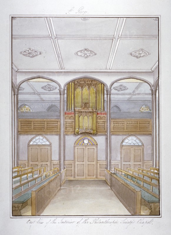 The chapel in the Philanthropic Society Institution on London Road, Southwark, London, 1825. Artist: G Yates