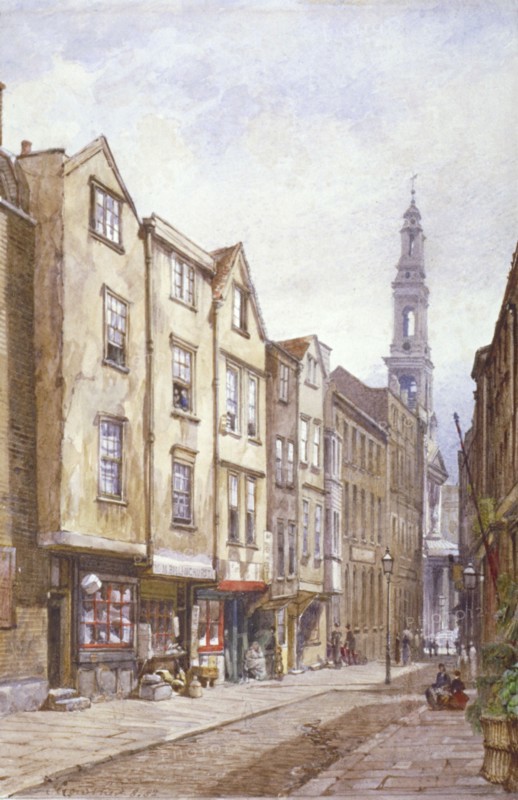 View of Drury Court, looking towards St Mary le Strand, Westminster, London, 1882. Artist: John Crowther