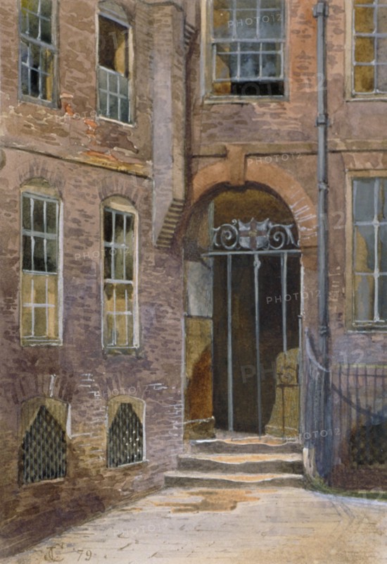 View of a gate in Elm Court, Inner Temple, London, 1879. Artist: John Crowther
