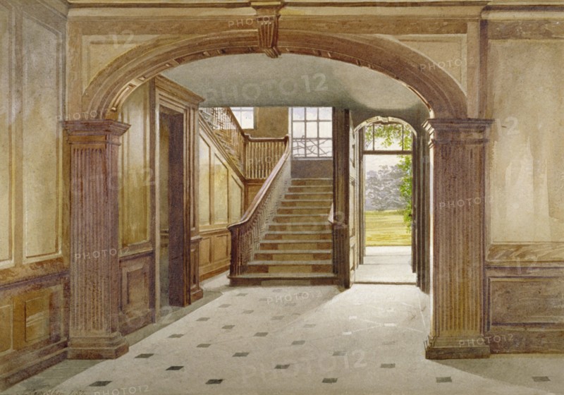 Interior view showing the staircase at Fairfax House, High Street, Putney, London, 1887. Artist: John Crowther