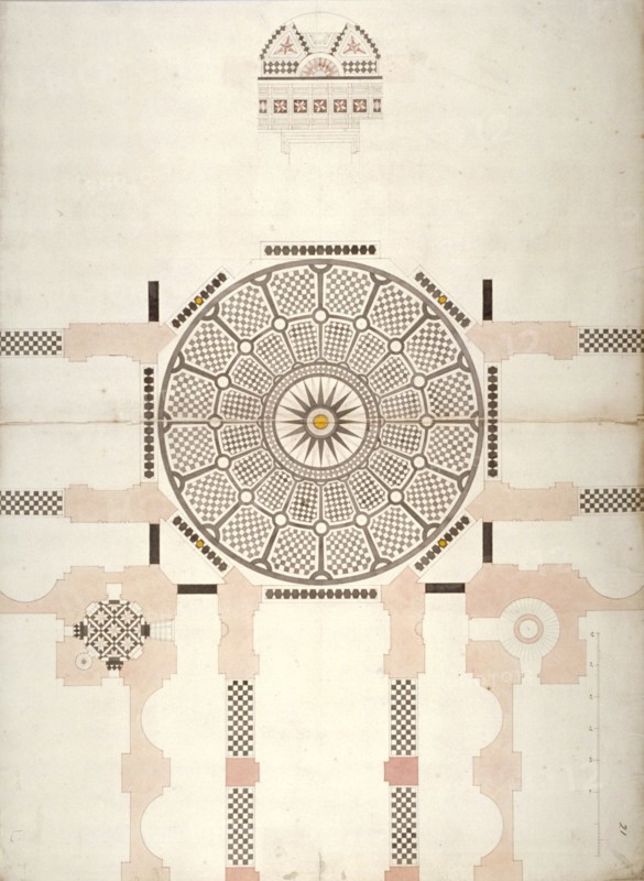 Pavement under the cupola of St Paul's Cathedral, London, c1820. Artist: Anon