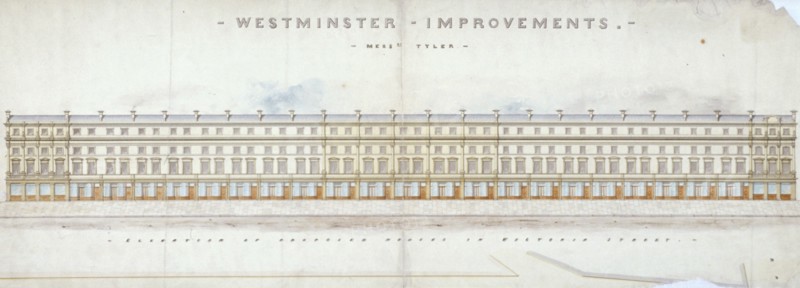 Elevation of proposed houses in Victoria Street, Westminster, London, c1845. Artist: Tyler