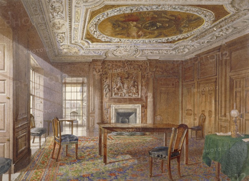 Interior view of the Oak Room, New River Head, Finsbury, London, 1886. Artist: John Crowther