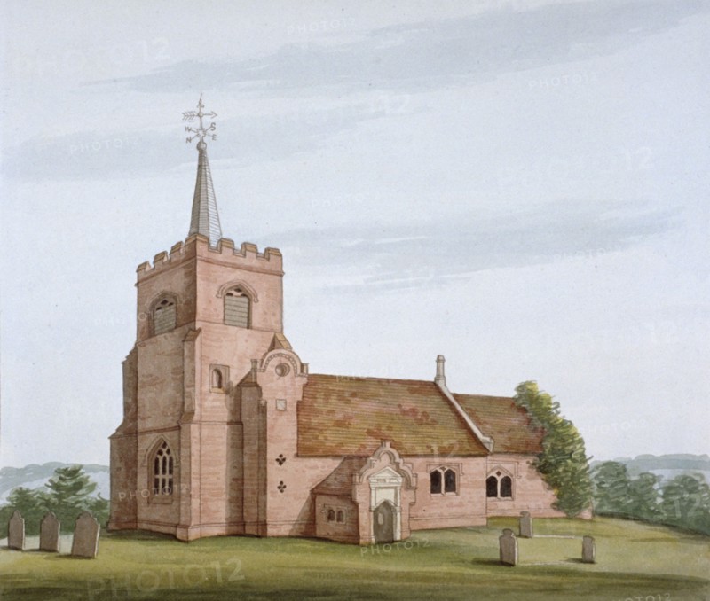 South-west view of the Church of St Michael, Theydon Mount, Essex, c1800. Artist: Anon