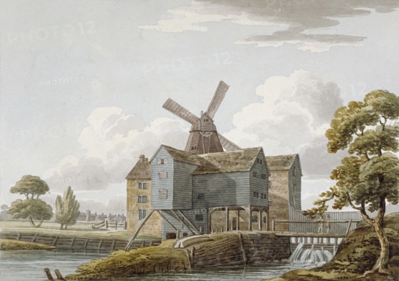 View of West Ham Mills by the River Lea, West Ham, Newham, London, c1800. Artist: Anon