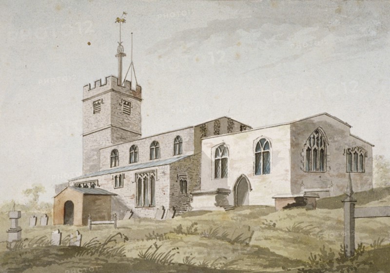 Church of St Mary, Hendon, Middlesex, c1800. Artist: Anon