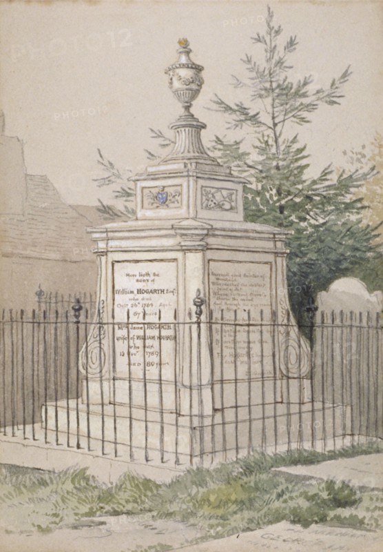 William Hogarth's tomb in St Nicholas' churchyard, Chiswick, Hounslow, London, c1820. Artist: Anon