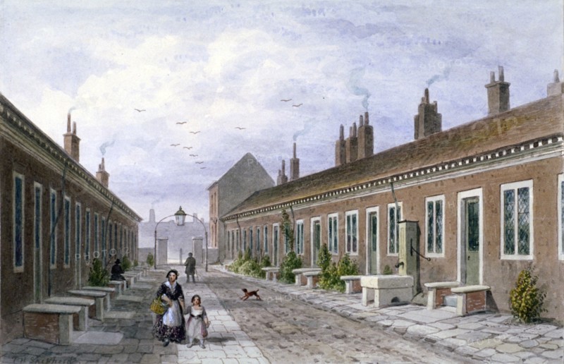 Skinners' Almshouses, Mile End Road, Stepney, London, c1840. Artist: Thomas Hosmer Shepherd