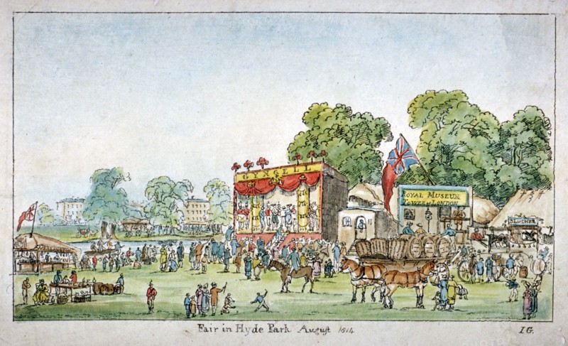 Fair in Hyde Park, Westminster, London, 1814. Artist: J Gordon
