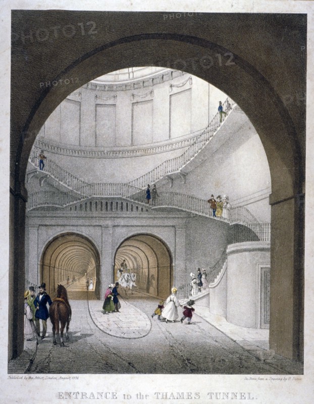 Entrance to the Thames Tunnel at Wapping, London, 1836. Artist: Anon