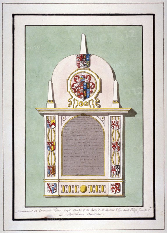 Monument to Edmund Tilney, St Leonard's Church, Streatham, London, c1800. Artist: Anon