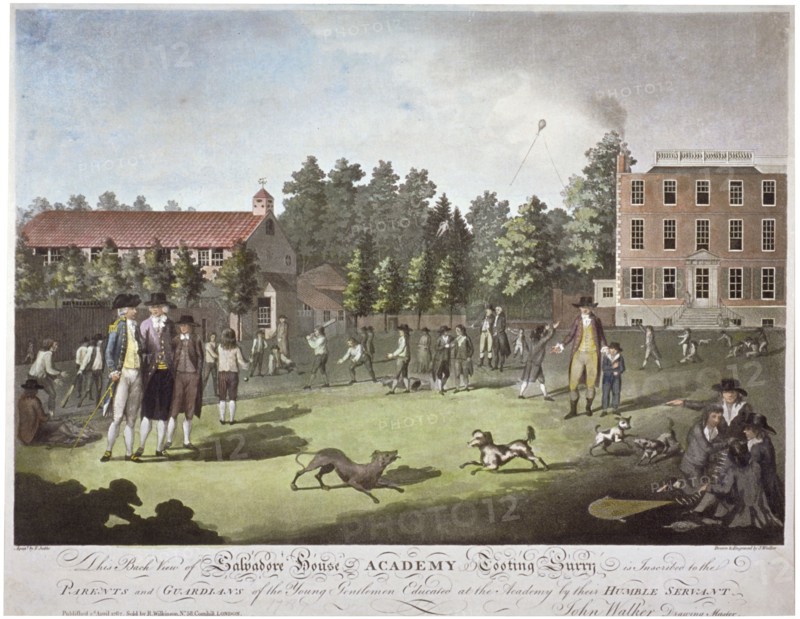 Back view of Salvadore House Academy, Tooting, Wandsworth, London, 1787. Artist: James Walker