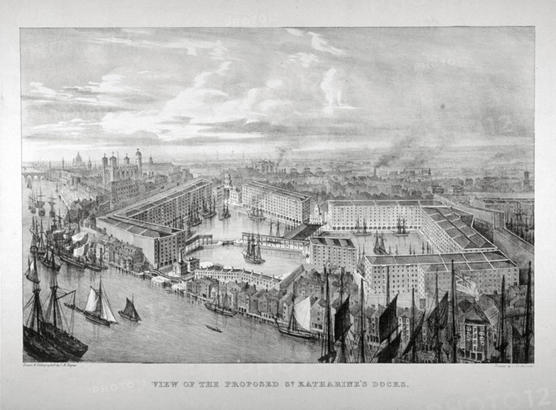 View of the proposed St Katharine's Dock, London, c1825. Artist: Thomas Mann Baynes