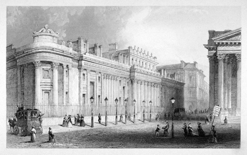The south front of the Bank of England, City of London, c1830. Artist: Thomas Hosmer Shepherd