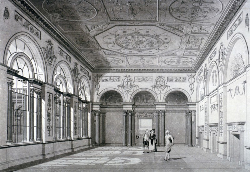 Interior view of the court room at the Bank of England, City of London, c1790. Artist: Thomas Malton II