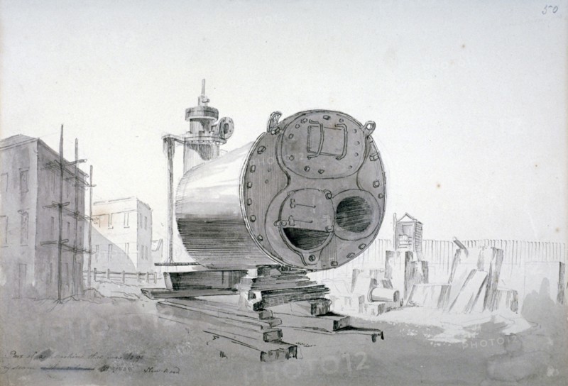 Steam machine, New Road, Islington, London, 1808. Artist: John Claude Nattes