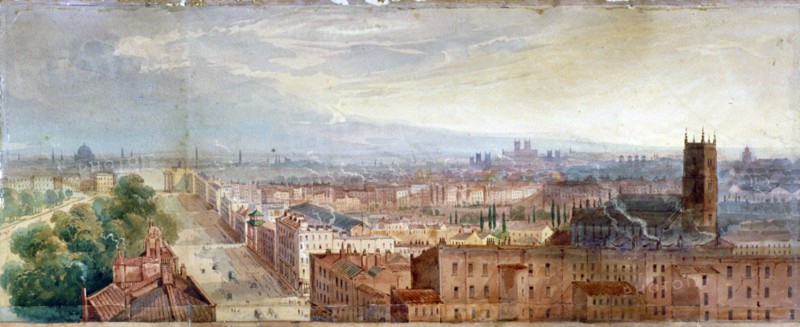 Aerial view of Knightsbridge, London, c1845. Artist: George Robert Vawser