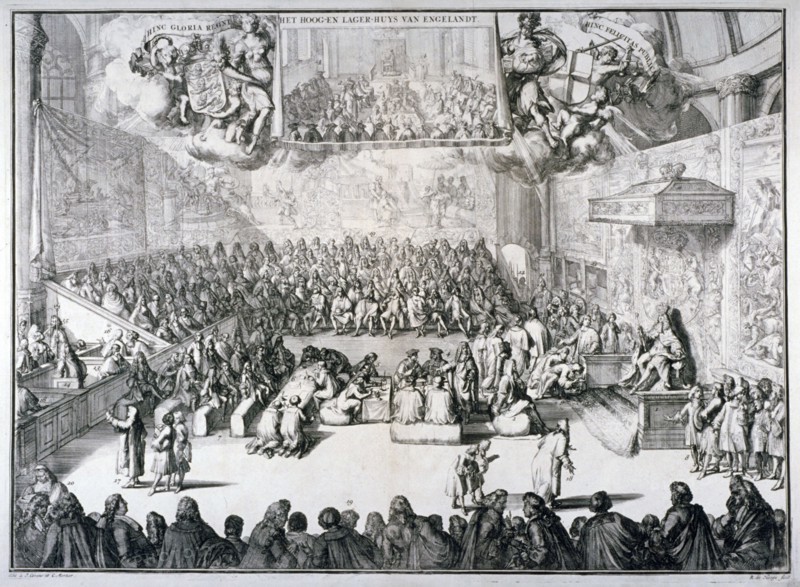 'Het hoog-en lager-huys van Engelandt', 1689. Artist: Romeyn de Hooghe