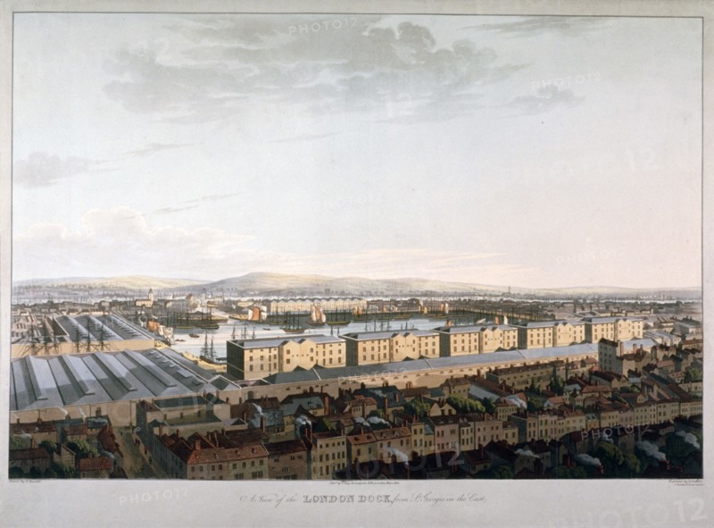 View of London Docks, 1816. Artist: Daniel Havell